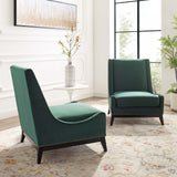 Confident Lounge Chair Upholstered Performance Velvet Set of 2 Green EEI-4487-GRN