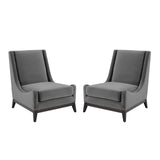 Confident Lounge Chair Upholstered Performance Velvet Set of 2 Gray EEI-4487-GRY