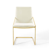 Pitch Dining Armchair Performance Velvet Set of 2 Gold Ivory EEI-4488-GLD-IVO