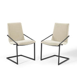 Pitch Dining Armchair Upholstered Fabric Set of 2 Black Beige EEI-4489-BLK-BEI