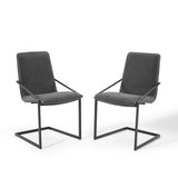 Pitch Dining Armchair Upholstered Fabric Set of 2 Black Charcoal EEI-4489-BLK-CHA