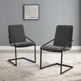Pitch Dining Armchair Upholstered Fabric Set of 2 Black Charcoal EEI-4489-BLK-CHA