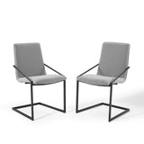 Pitch Dining Armchair Upholstered Fabric Set of 2 Black Light Gray EEI-4489-BLK-LGR