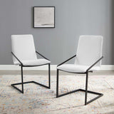 Pitch Dining Armchair Upholstered Fabric Set of 2 Black White EEI-4489-BLK-WHI