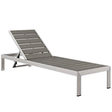 Shore Outdoor Patio Aluminum Chaise with Cushions Silver Gray EEI-4502-SLV-GRY