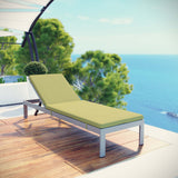 Shore Outdoor Patio Aluminum Chaise with Cushions Silver Peridot EEI-4502-SLV-PER