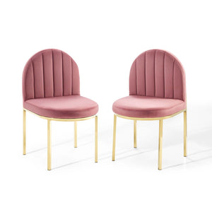 Isla Dining Side Chair Performance Velvet Set of 2 Gold Dusty Rose EEI-4503-GLD-DUS