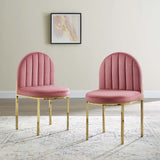 Isla Dining Side Chair Performance Velvet Set of 2 Gold Dusty Rose EEI-4503-GLD-DUS