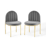 Isla Dining Side Chair Performance Velvet Set of 2 Gold Gray EEI-4503-GLD-GRY