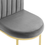 Isla Dining Side Chair Performance Velvet Set of 2 Gold Gray EEI-4503-GLD-GRY