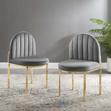 Isla Dining Side Chair Performance Velvet Set of 2 Gold Gray EEI-4503-GLD-GRY