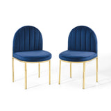 Isla Dining Side Chair Performance Velvet Set of 2 Gold Navy EEI-4503-GLD-NAV