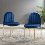 Isla Dining Side Chair Performance Velvet Set of 2 Gold Navy EEI-4503-GLD-NAV