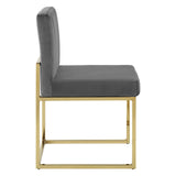 Carriage Dining Chair Performance Velvet Set of 2 Gold Charcoal EEI-4507-GLD-CHA