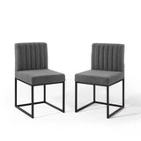 Carriage Dining Chair Upholstered Fabric Set of 2 Black Charcoal EEI-4508-BLK-CHA