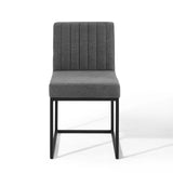 Carriage Dining Chair Upholstered Fabric Set of 2 Black Charcoal EEI-4508-BLK-CHA