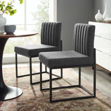 Carriage Dining Chair Upholstered Fabric Set of 2 Black Charcoal EEI-4508-BLK-CHA