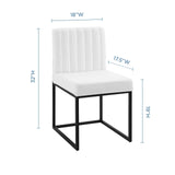 Carriage Dining Chair Upholstered Fabric Set of 2 Black White EEI-4508-BLK-WHI