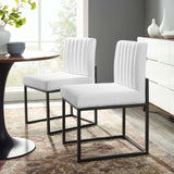 Carriage Dining Chair Upholstered Fabric Set of 2 Black White EEI-4508-BLK-WHI