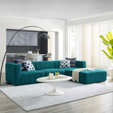 Bartlett Upholstered Fabric 4-Piece Sectional Sofa Teal EEI-4516-TEA