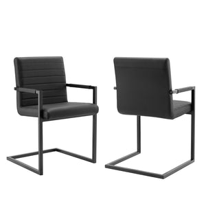 Savoy Vegan Leather Dining Chairs - Set of 2 Black EEI-4522-BLK