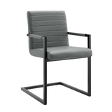 Savoy Vegan Leather Dining Chairs - Set of 2 Gray EEI-4522-GRY