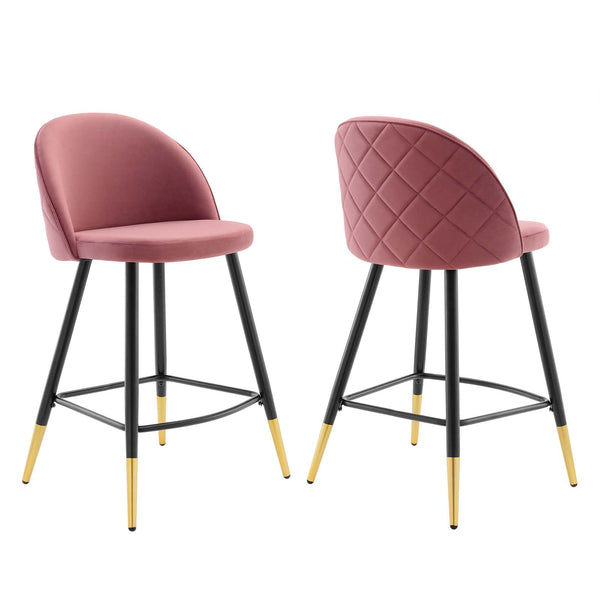 Cordial Performance Velvet Counter Stools - Set of 2 Dusty Rose EEI-4529-DUS