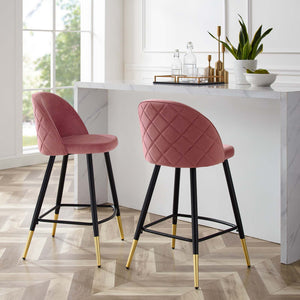 Cordial Performance Velvet Counter Stools - Set of 2 Dusty Rose EEI-4529-DUS