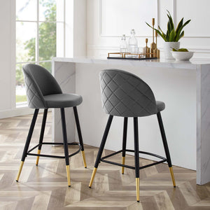 Cordial Performance Velvet Counter Stools - Set of 2 Gray EEI-4529-GRY