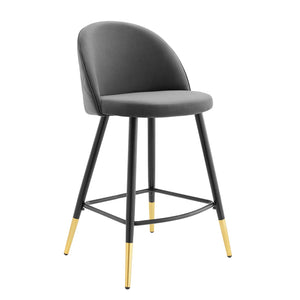 Cordial Performance Velvet Counter Stools - Set of 2 Gray EEI-4529-GRY