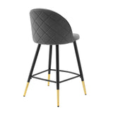 Cordial Performance Velvet Counter Stools - Set of 2 Gray EEI-4529-GRY