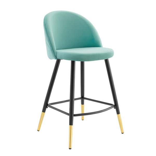 Cordial Performance Velvet Counter Stools - Set of 2 Mint EEI-4529-MIN