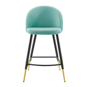 Cordial Performance Velvet Counter Stools - Set of 2 Mint EEI-4529-MIN