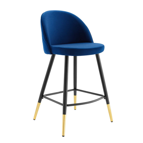 Cordial Performance Velvet Counter Stools - Set of 2 Navy EEI-4529-NAV