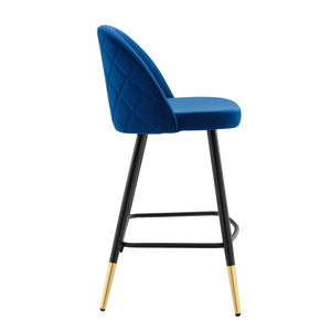 Cordial Performance Velvet Counter Stools - Set of 2 Navy EEI-4529-NAV