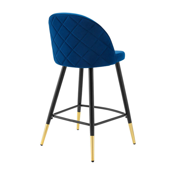 Cordial Performance Velvet Counter Stools - Set of 2 Navy EEI-4529-NAV