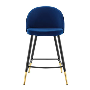 Cordial Performance Velvet Counter Stools - Set of 2 Navy EEI-4529-NAV