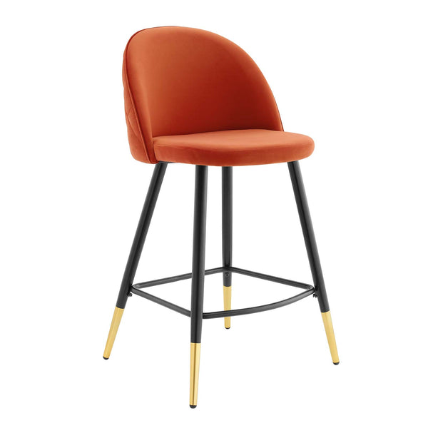 Cordial Performance Velvet Counter Stools - Set of 2 Orange EEI-4529-ORA