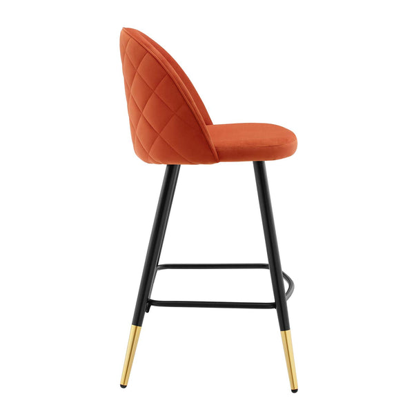 Cordial Performance Velvet Counter Stools - Set of 2 Orange EEI-4529-ORA