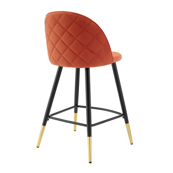 Cordial Performance Velvet Counter Stools - Set of 2 Orange EEI-4529-ORA