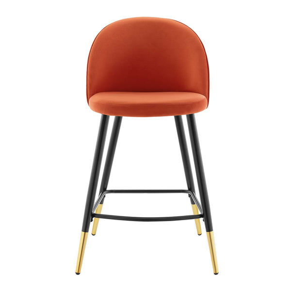 Cordial Performance Velvet Counter Stools - Set of 2 Orange EEI-4529-ORA