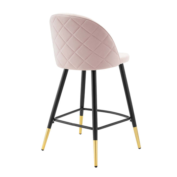 Cordial Performance Velvet Counter Stools - Set of 2 Pink EEI-4529-PNK