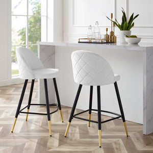 Cordial Performance Velvet Counter Stools - Set of 2 White EEI-4529-WHI