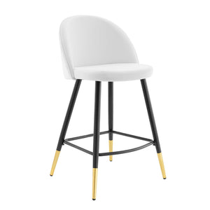 Cordial Performance Velvet Counter Stools - Set of 2 White EEI-4529-WHI