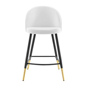 Cordial Performance Velvet Counter Stools - Set of 2 White EEI-4529-WHI