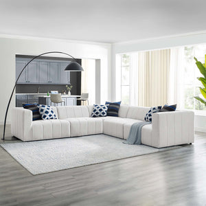 Bartlett Upholstered Fabric 5-Piece Sectional Sofa Ivory EEI-4531-IVO