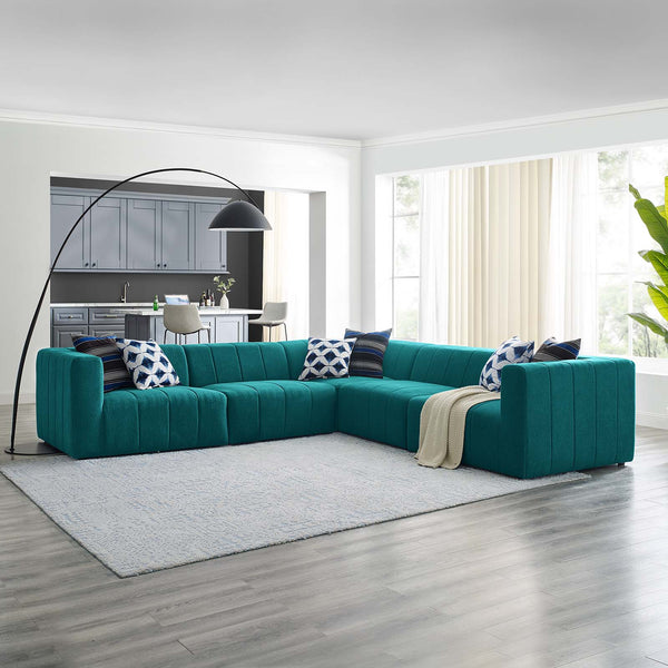 Bartlett Upholstered Fabric 5-Piece Sectional Sofa Teal EEI-4531-TEA