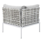 Harmony Sunbrella® Basket Weave Outdoor Patio Aluminum Corner Chair Taupe Gray EEI-4537-TAU-GRY