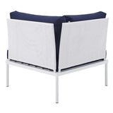 Harmony Sunbrella® Outdoor Patio All Mesh Corner Chair White Navy EEI-4539-WHI-NAV