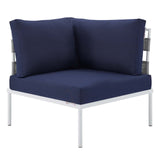 Harmony Sunbrella® Outdoor Patio Aluminum Corner Chair Gray Navy EEI-4540-GRY-NAV